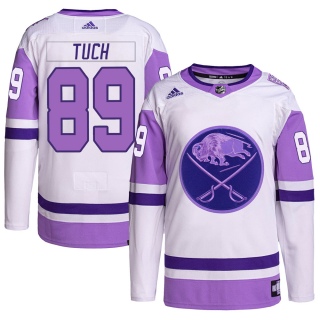 Men's Alex Tuch Buffalo Sabres Adidas Hockey Fights Cancer Primegreen Jersey - Authentic White/Purple