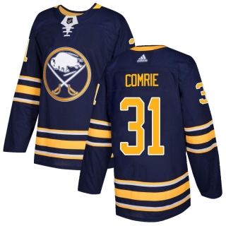Men's Eric Comrie Buffalo Sabres Adidas Home Jersey - Authentic Navy