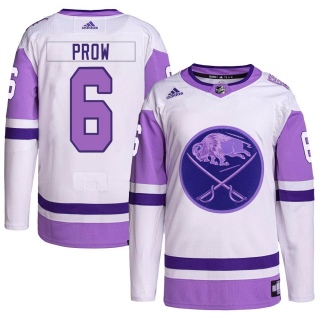 Men's Ethan Prow Buffalo Sabres Adidas Hockey Fights Cancer Primegreen Jersey - Authentic White/Purple