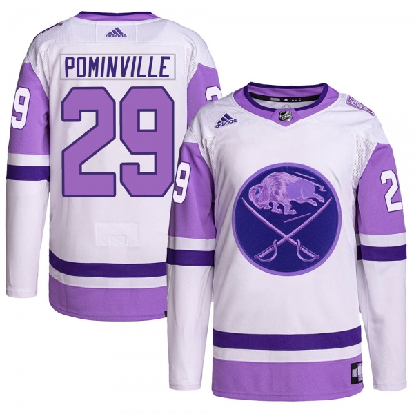 Men's Jason Pominville Buffalo Sabres Adidas Hockey Fights Cancer Primegreen Jersey - Authentic White/Purple