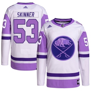 Men's Jeff Skinner Buffalo Sabres Adidas Hockey Fights Cancer Primegreen Jersey - Authentic White/Purple