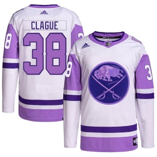 Men's Kale Clague Buffalo Sabres Adidas Hockey Fights Cancer Primegreen Jersey - Authentic White/Purple