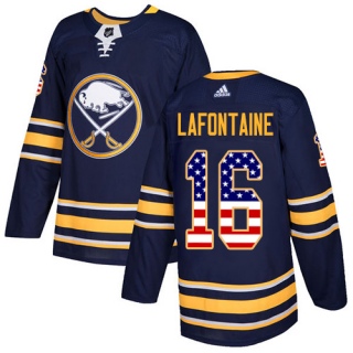 Men's Pat Lafontaine Buffalo Sabres Adidas USA Flag Fashion Jersey - Authentic Navy Blue