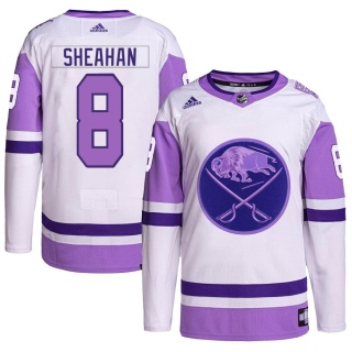 Men's Riley Sheahan Buffalo Sabres Adidas Hockey Fights Cancer Primegreen Jersey - Authentic White/Purple