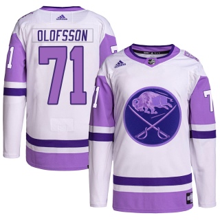 Men's Victor Olofsson Buffalo Sabres Adidas Hockey Fights Cancer Primegreen Jersey - Authentic White/Purple