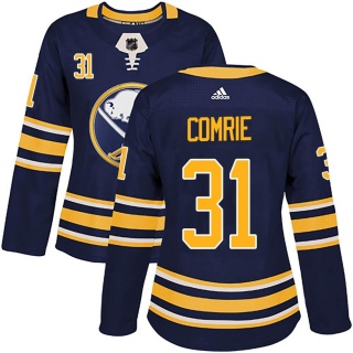 Women's Eric Comrie Buffalo Sabres Adidas Home Jersey - Authentic Navy