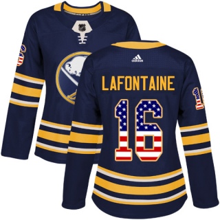 Women's Pat Lafontaine Buffalo Sabres Adidas USA Flag Fashion Jersey - Authentic Navy Blue