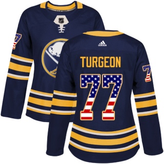 Women's Pierre Turgeon Buffalo Sabres Adidas USA Flag Fashion Jersey - Authentic Navy Blue