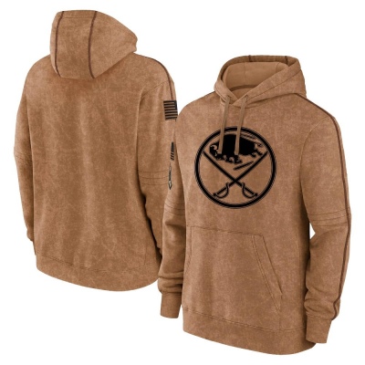 Youth Buffalo Sabres 2023 Salute to Service Club Pullover Hoodie - Brown