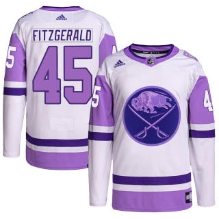 Youth Casey Fitzgerald Buffalo Sabres Adidas Hockey Fights Cancer Primegreen Jersey - Authentic White/Purple