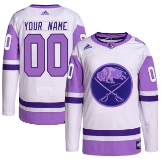 Youth Custom Buffalo Sabres Adidas Custom Hockey Fights Cancer Primegreen Jersey - Authentic White/Purple