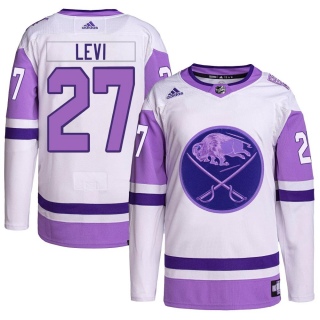 Youth Devon Levi Buffalo Sabres Adidas Hockey Fights Cancer Primegreen Jersey - Authentic White/Purple